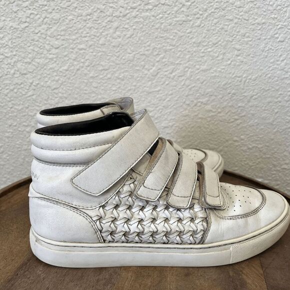 Zimmermann White Leather High-Top Velcro Trainer Sneakers Women's Size 38 US 7.5 - Picture 3 of 11
